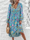 Tassel Tied Printed Long Sleeve Dress Casual Dresses - Tophatter Daily Deals