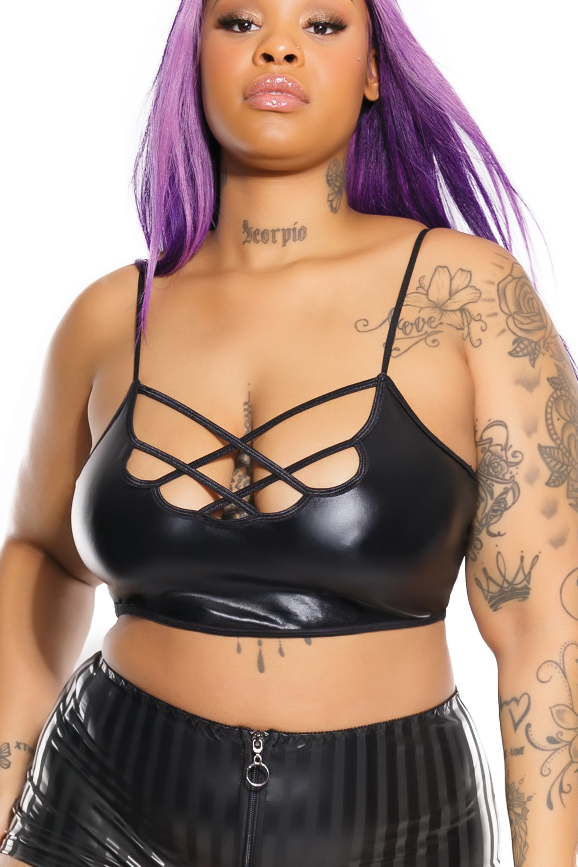 Coquette - 7236X - Wetlook Bralette - Black - OSXL Lingerie - Tophatter Daily Deals