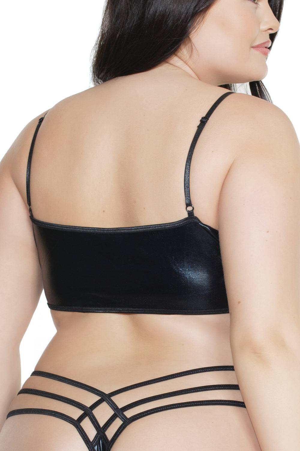 Coquette - 7236X - Wetlook Bralette - Black - OSXL Lingerie - Tophatter Daily Deals