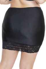 Coquette - 7239X - High Waisted Lace Trim Skirt - Black - OSXL Lingerie - Tophatter Daily Deals