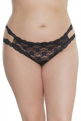 Coquette - 7246X - Crotchless Lace Thong - OSXL Black OSXL Lingerie - Tophatter Daily Deals