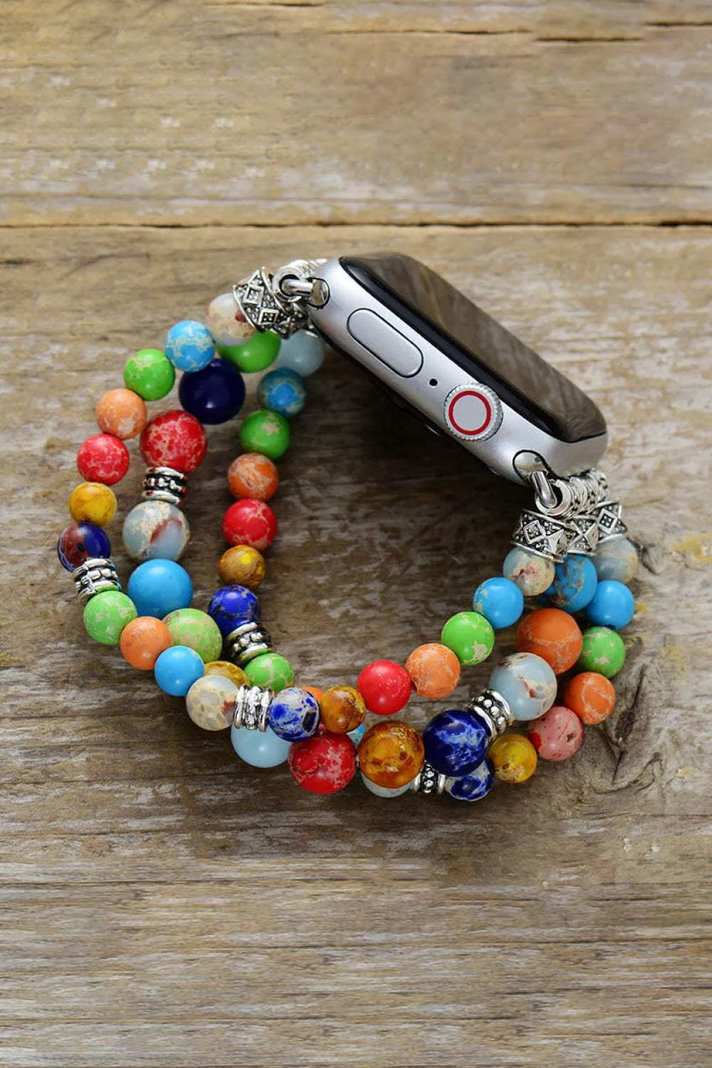 Synthetic Imperial Jasper Beaded Watchband Bracelet Bracelets - Tophatter Daily Deals