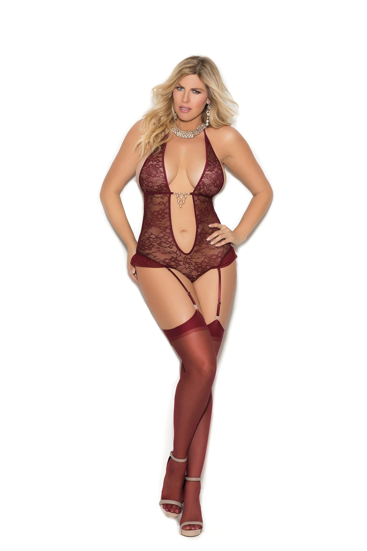 Sheer Thigh Highs Wine Queen Thigh Highs - Tophatter Daily Deals