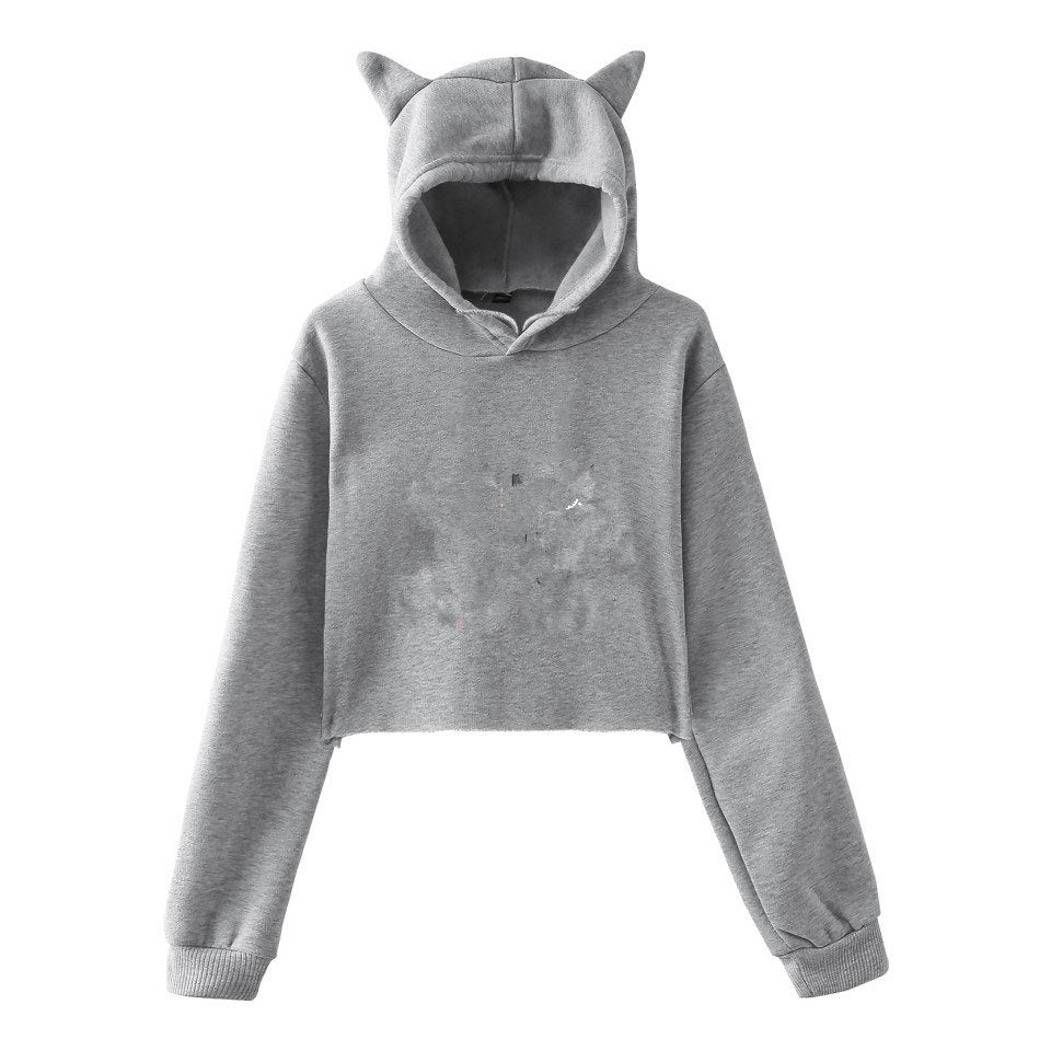 Soft Women's Cropped Hoodie - Boxy Relaxed Cut, Cotton Grey 3D Changing Face Moving Picture Frame - Tophatter Daily Deals