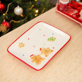 Ceramic Christmas Gingerbread Plate | Rectangle Christmas Snack Plate - 20x15cm Plate - Tophatter Daily Deals