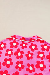 Flower Print Short Sleeve Shirt Pajamas Set Loungewear & Sleepwear/Sleepwear - Tophatter Daily Deals