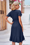 Surplice Neck Flutter Sleeve Dress Casual Dresses - Tophatter Daily Deals