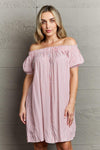 Ninexis Show Compassion Off The Shoulder Mini Dress Stripe Casual Dresses - Tophatter Daily Deals