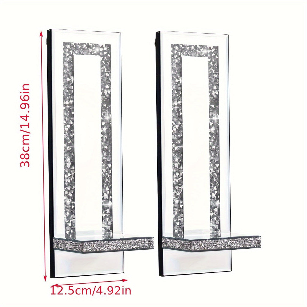 Wall Mirror Candle Holder Set with Silver Diamonds Home & Garden - Tophatter Daily Deals