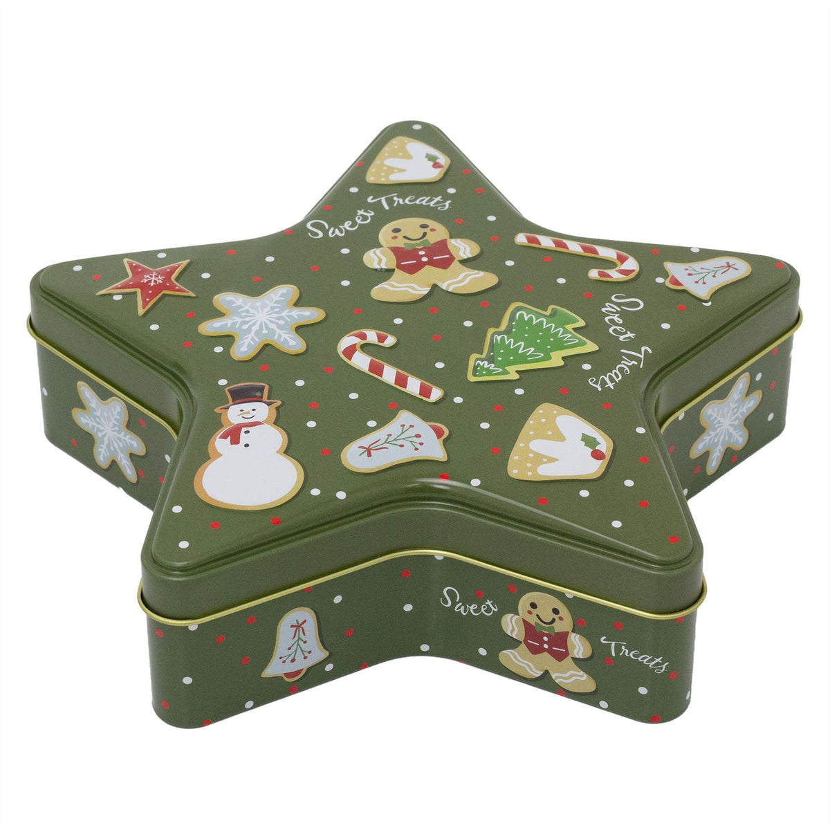 Green Star Christmas Tin Storage Boxes | Cookie Biscuit Tin Star Gift Box 19cm Tin - Tophatter Daily Deals