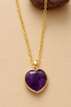 Natural Stone Heart Pendant Necklace Violet One Size Necklaces - Tophatter Daily Deals