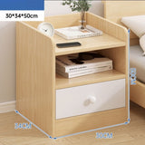 Bedside Table Simple Modern Home Bedroom Crevice Shelf Bedsi Right angle wood Fillet 1layer 30x34x50 0 - Tophatter Daily Deals