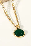 Inlaid Stone Round Pendant Chain Necklace Necklaces - Tophatter Daily Deals