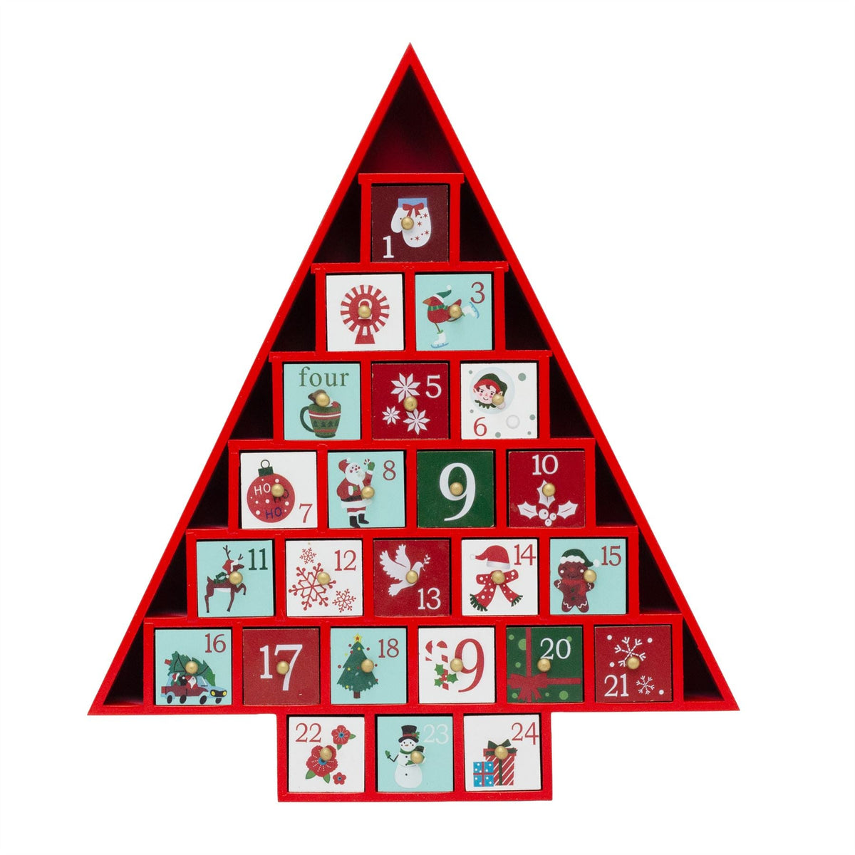 Red Wooden Christmas Tree Advent Calendar | Fill Your Own Advent Calendar Advent Calendar - Tophatter Daily Deals