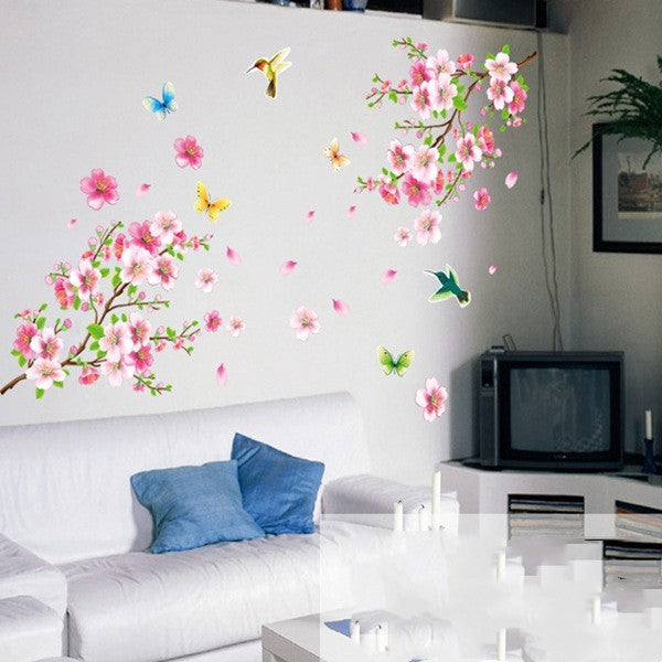 Branch Bird Living Room Glass TV Background Sticker 0 - Tophatter Daily Deals
