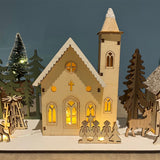 Christmas Scene Light-Up Houses | LED Wooden Winter Houses Ornament - 40cm Ornament - Tophatter Daily Deals
