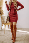 Mock Neck Long Sleeve Mini Dress Casual Dresses - Tophatter Daily Deals