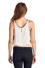 Women's Woven Bubble Tank With Gold Trim Tops - Tophatter Daily Deals