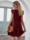 Ruffled Round Neck Cap Sleeve Mini Dress Casual Dresses - Tophatter Daily Deals