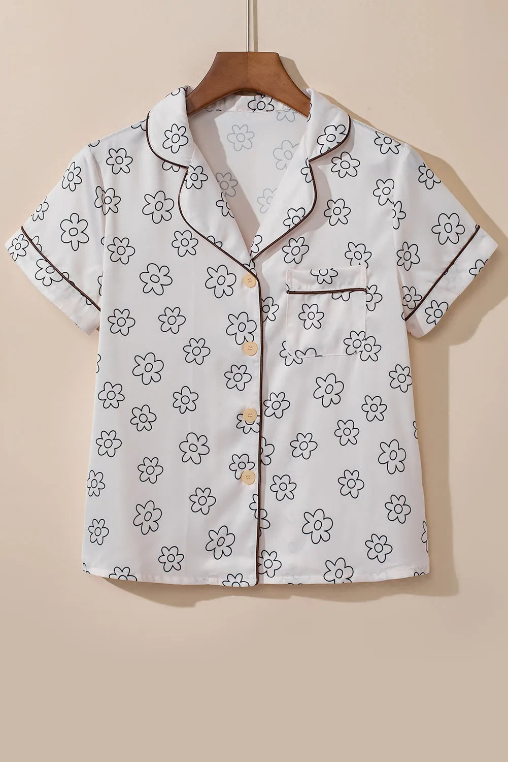 Beige Floret Printed Pajama Shorts Set Loungewear & Sleepwear/Sleepwear - Tophatter Daily Deals