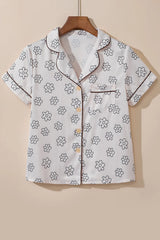 Beige Floret Printed Pajama Shorts Set Loungewear & Sleepwear/Sleepwear - Tophatter Daily Deals
