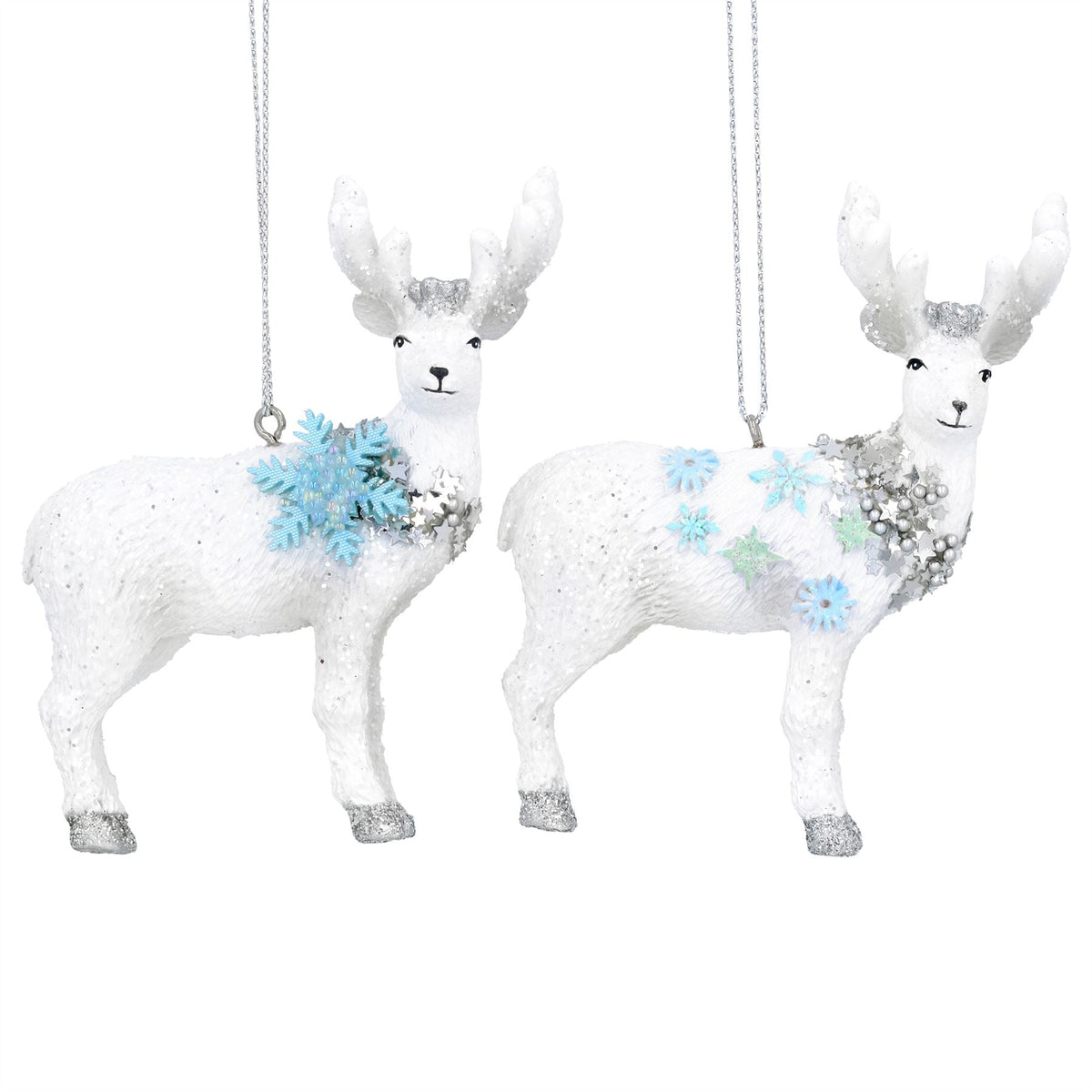 White Reindeer Christmas Tree Bauble | Resin Stag Christmas Tree Ornament - 10cm Baubles - Tophatter Daily Deals