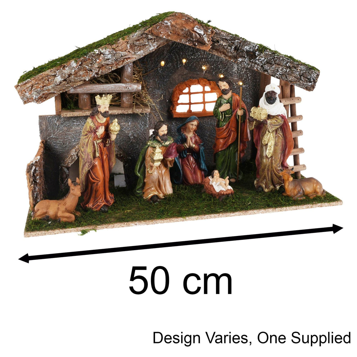 LED Traditional Christmas Nativity Set & 8 Detailed Figures Stable Crib Scene Nativity Set - Tophatter Daily Deals