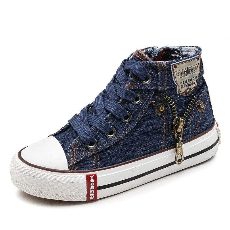 Autumn Expert Skill Children Casual Shoes Boys Girls Sport Shoes Breathable Denim Sneakers Kids Canvas Shoes Baby Boots Dark Blue 0 - Tophatter Daily Deals