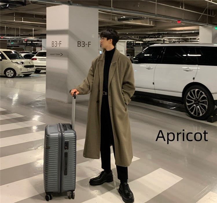 Warm Men's Trench Coat - Single-Breasted, Wool, Winter Apricot 3D Changing Face Moving Picture Frame - Tophatter Daily Deals