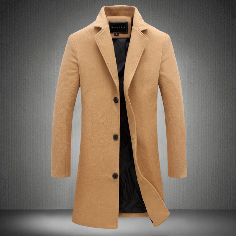 Warm Men's Wool Overcoat - Single-Breasted, Wool Blend 3D Changing Face Moving Picture Frame - Tophatter Daily Deals