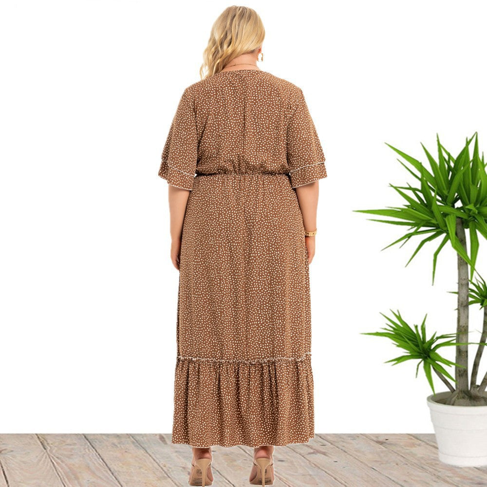 Bohemian Plus Size Women's Fashion Polka Dot Dress Women 0 - Tophatter Daily Deals