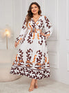 Honey Plus Size Printed Surplice Flounce Sleeve Dress Casual Dresses - Tophatter Daily Deals