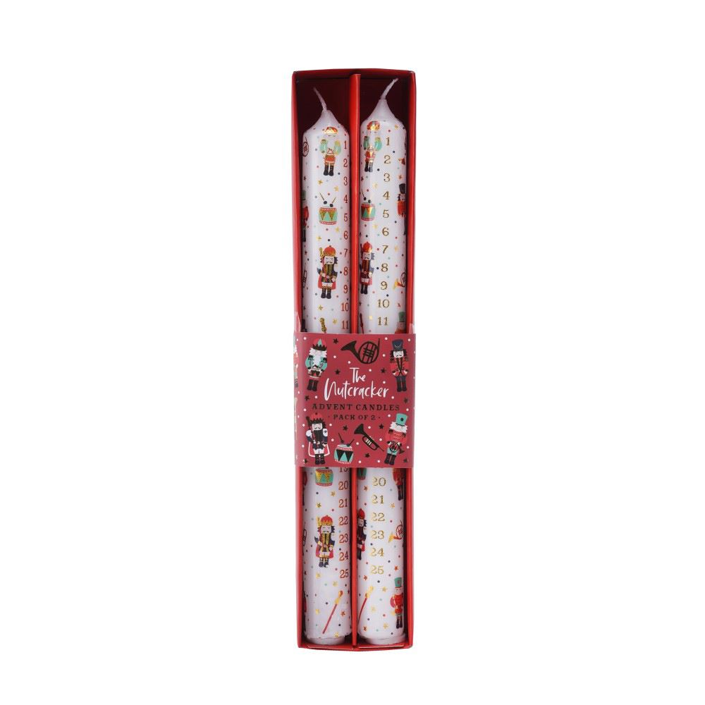Set of 2 The Nutcracker Advent Dinner Candles | Christmas Advent Candles - 25cm Advent Candle - Tophatter Daily Deals