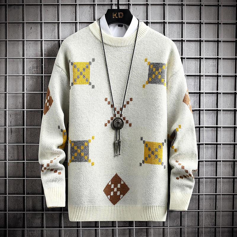 Warm Men's Half Turtleneck Sweater - Boxy Cut, Textured Knit White 3D Changing Face Moving Picture Frame - Tophatter Daily Deals