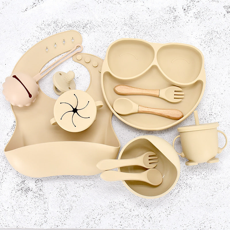 11 Piece Baby Training Dinner Plate Bowl Beige 11PCS 0 - Tophatter Daily Deals