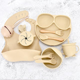 11 Piece Baby Training Dinner Plate Bowl Beige 11PCS 0 - Tophatter Daily Deals