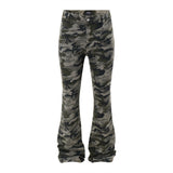 American Retro Camouflage Bell-bottom Pants Men Camouflage 0 - Tophatter Daily Deals