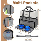 Dog Travel Bag Dual Layer with Bowls & Containers Pet Carriers & Crates - Tophatter Daily Deals