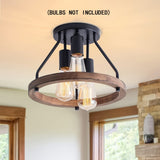 3-Light Semi Flush Mount Ceiling Light Fixture Light Bulbs - Tophatter Daily Deals