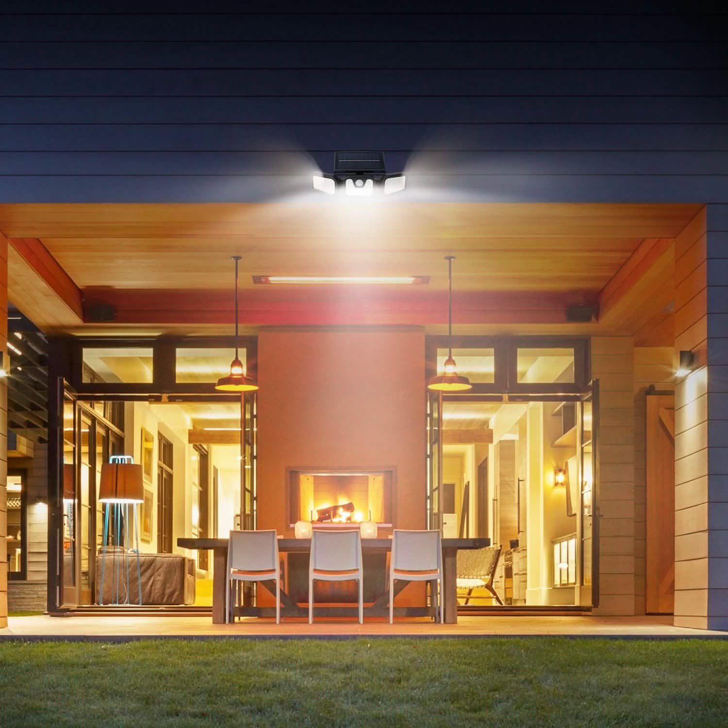 74 LEDs 3 Adjustable Solar Head Motion Sensor Flood Light Outdoor Lighting - Tophatter Daily Deals