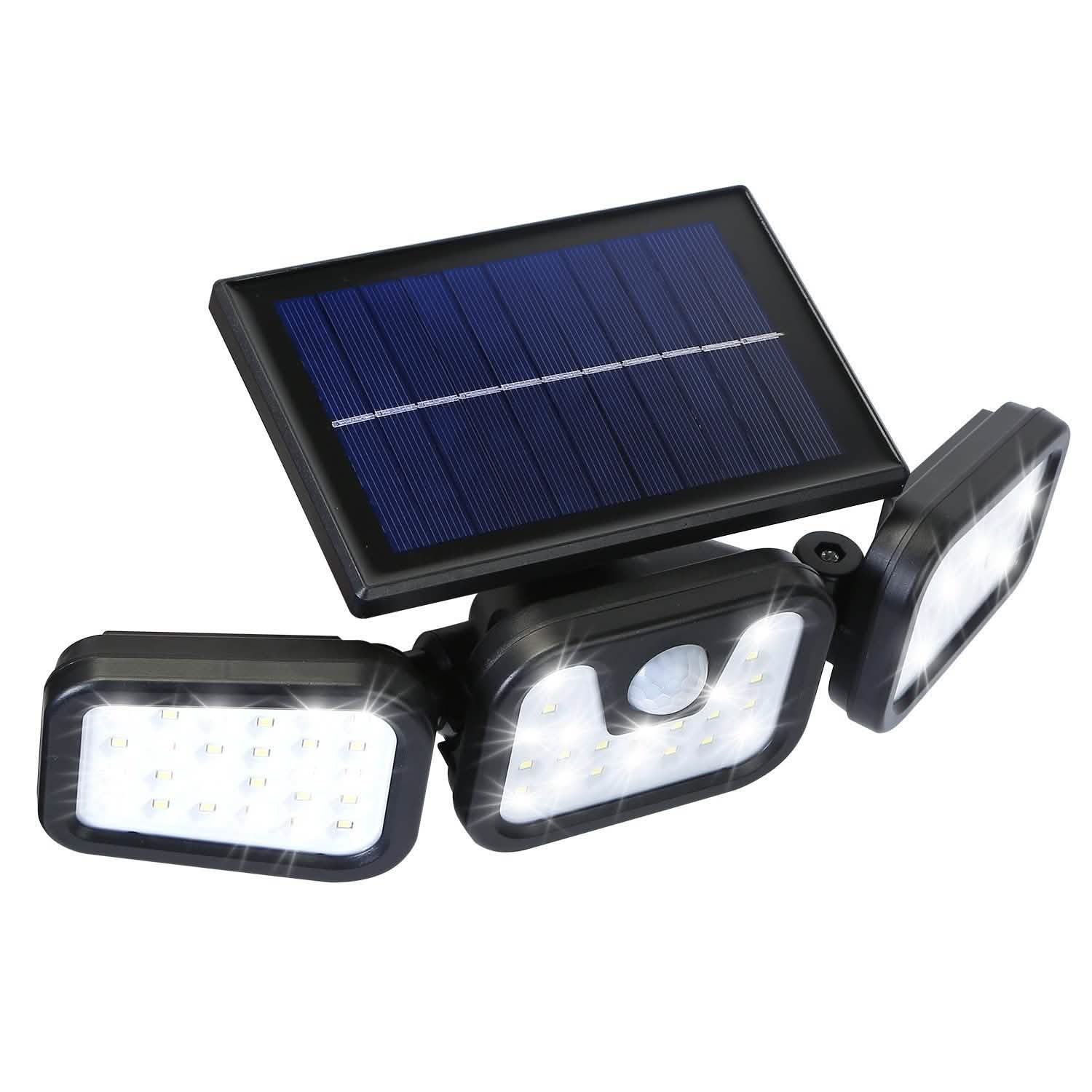 74 LEDs 3 Adjustable Solar Head Motion Sensor Flood Light Outdoor Lighting - Tophatter Daily Deals
