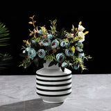Black And White Striped Ceramic Vase Light Luxury Modern Home 0 - Tophatter Daily Deals