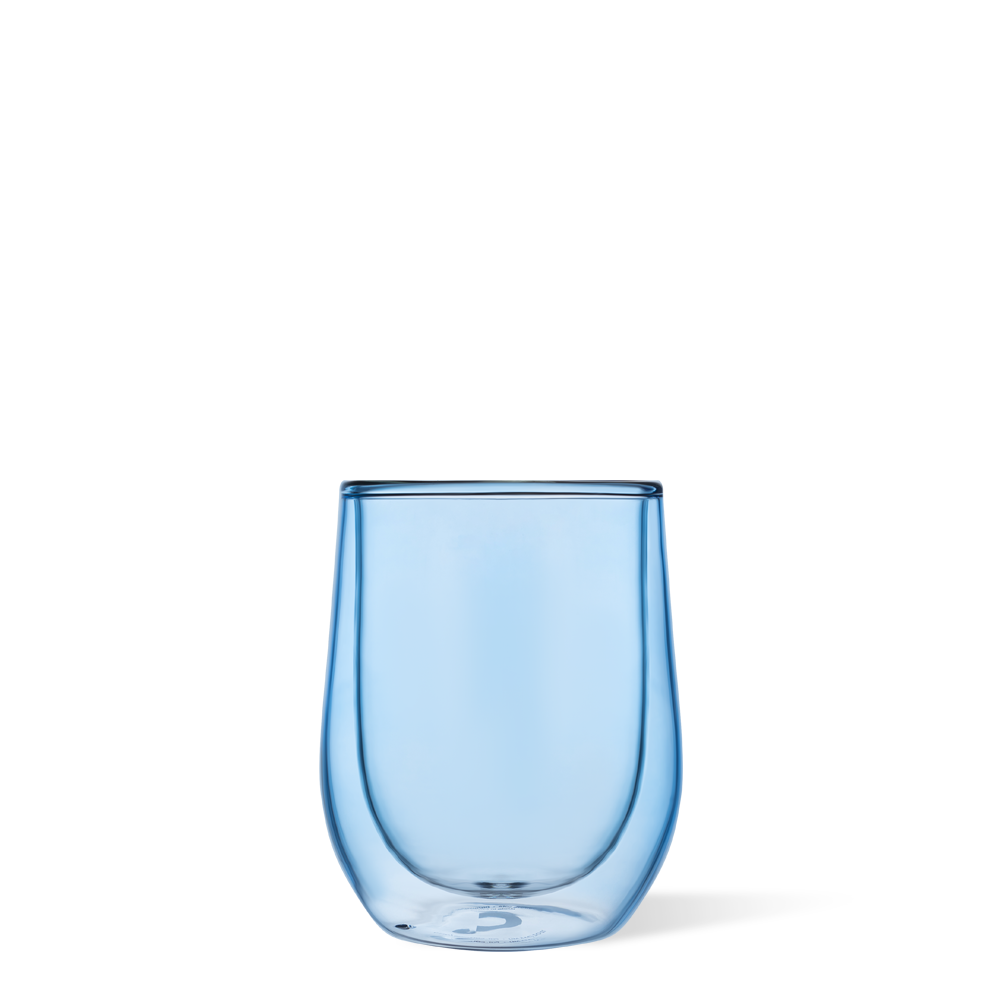Stemless Glass Set (2) by CORKCICLE. Ice Blue 12oz Barware - Tophatter Daily Deals