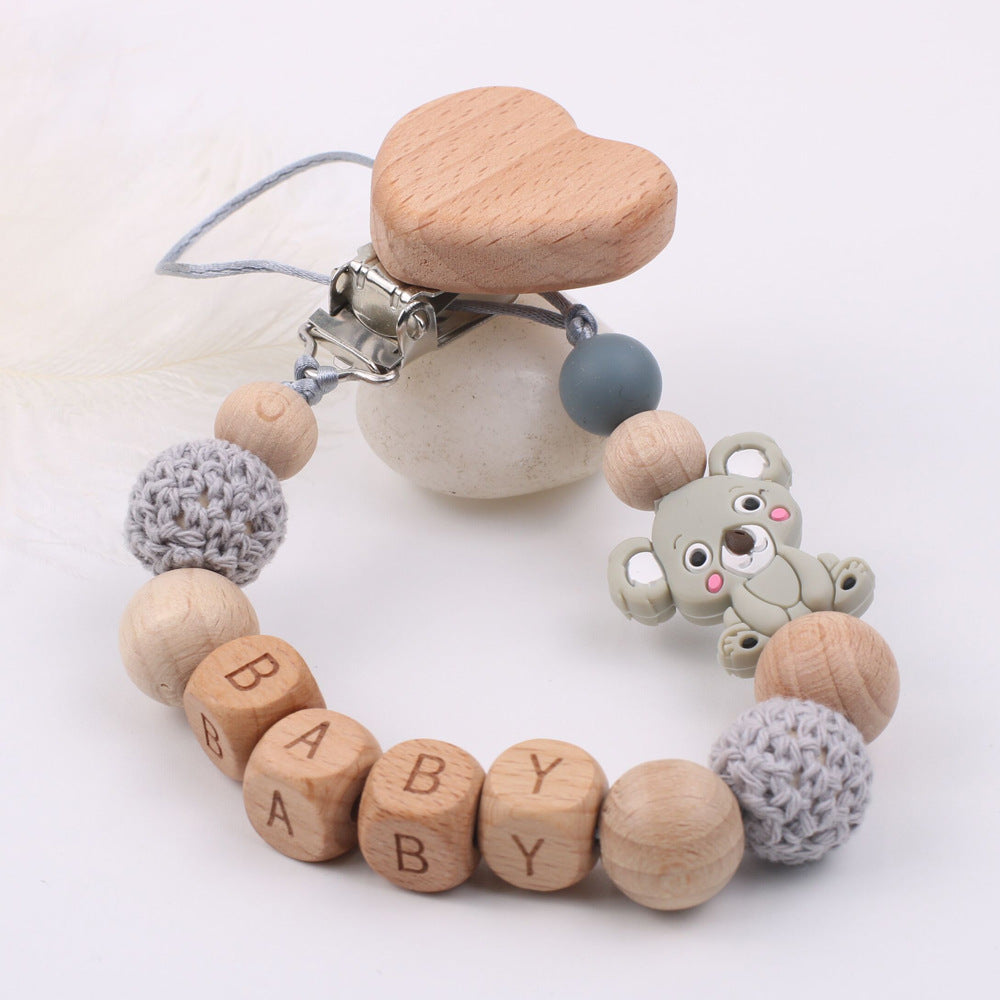 Baby Products Soothing Beech Wood Mouth Chain Clip Grey 7 - Tophatter Daily Deals