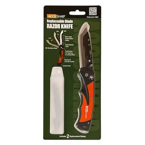 ACCUSHARP RAZOR KNIFE + 2 REPLACEMENT BLADES - Tophatter's Army Deals KNIVES - Tophatter Daily Deals