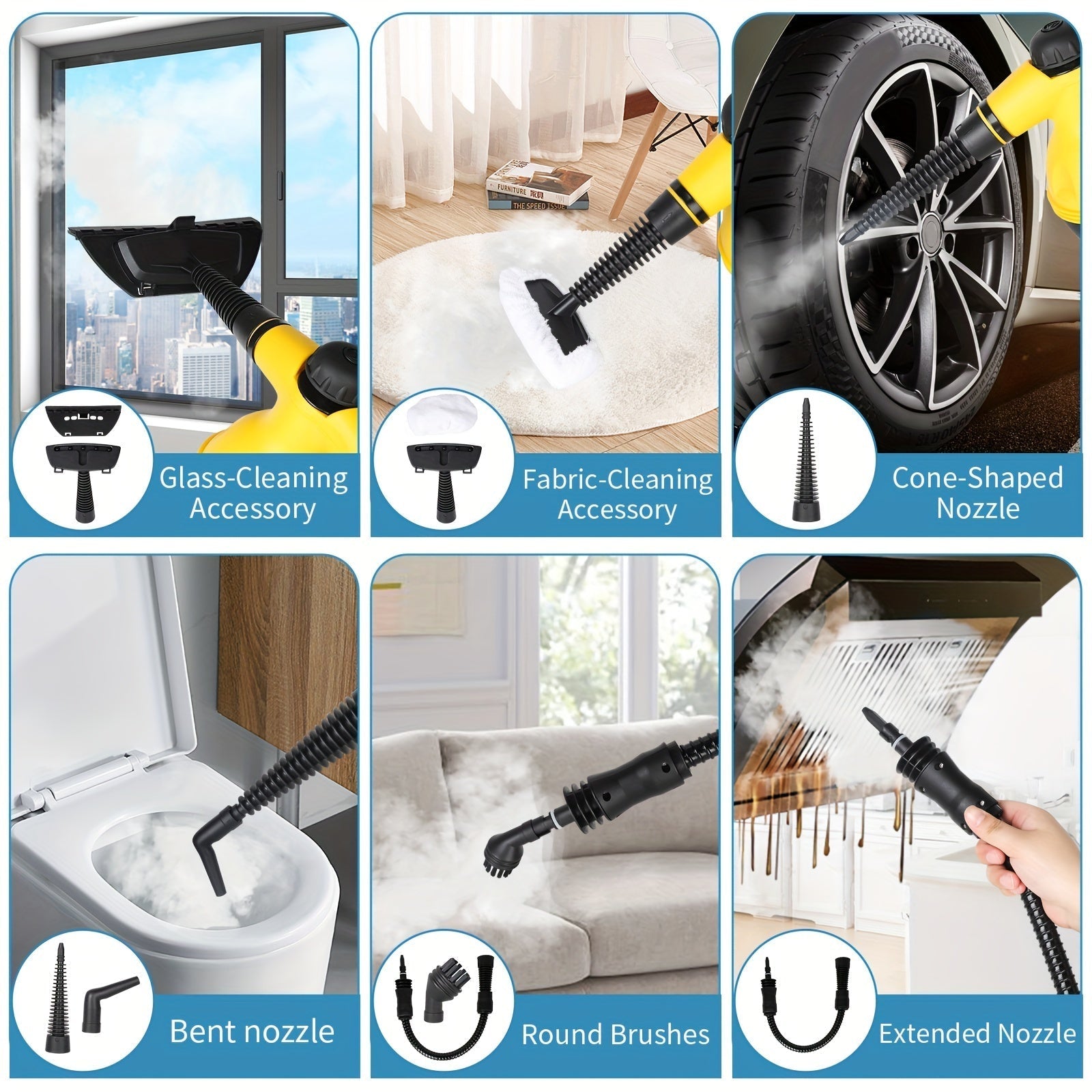 Handheld Steam Cleaner with 1000W 9 Accessories Appliances > Other Cleaning Appliances > Steam cleaners - Tophatter Daily Deals