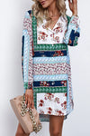 Printed Button Up Long Sleeve Shirt Dress Casual Dresses - Tophatter Daily Deals