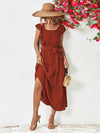 Tie Belt Ruffled Tiered Dress Casual Dresses - Tophatter Daily Deals