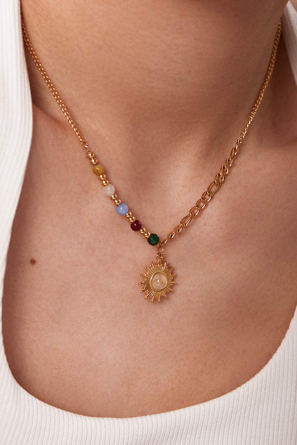 Opal Sun Shape Pendant Necklace Necklaces - Tophatter Daily Deals