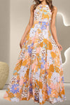 Tied Printed Grecian Sleeveless Maxi Dress Floral Casual Dresses - Tophatter Daily Deals